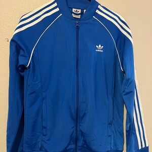 Adidas SST Track Jacket Youth Size L blue with white